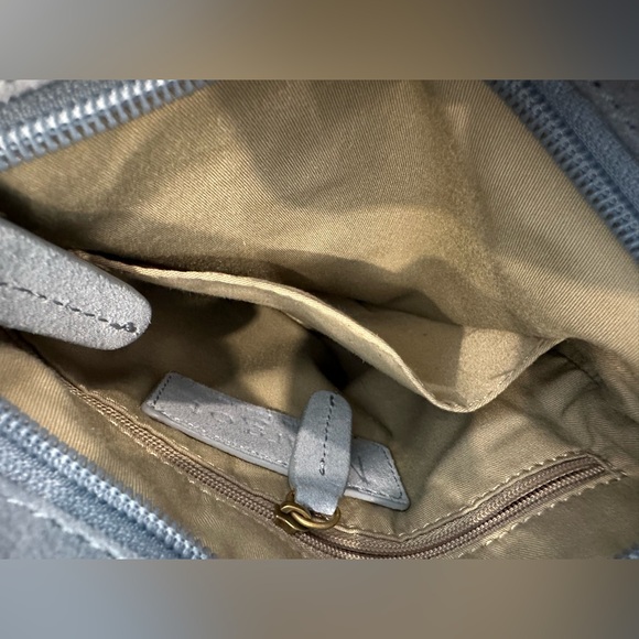 EUC🩶Margot Genuine Suede Leather Fringe Crossbody Bag Blue/Gray - Picture 5 of 13